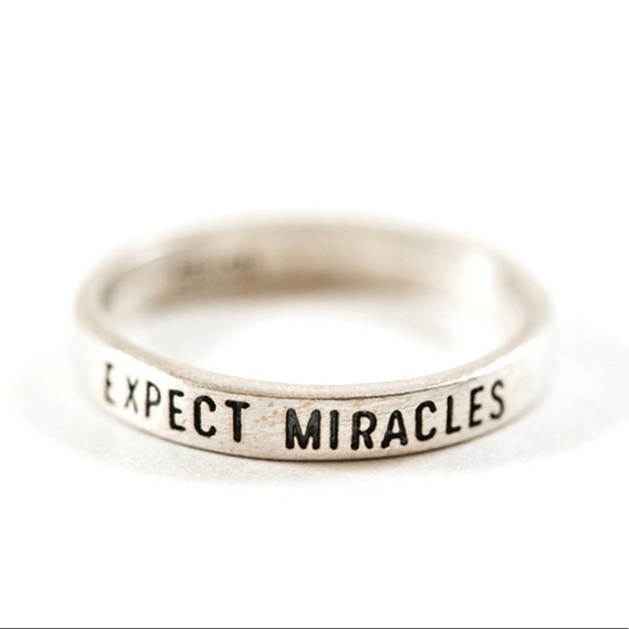 Sugarboo & CO 925 Sterling Silver Stackable “Expect Miracles” Ring - Picture 2 of 12